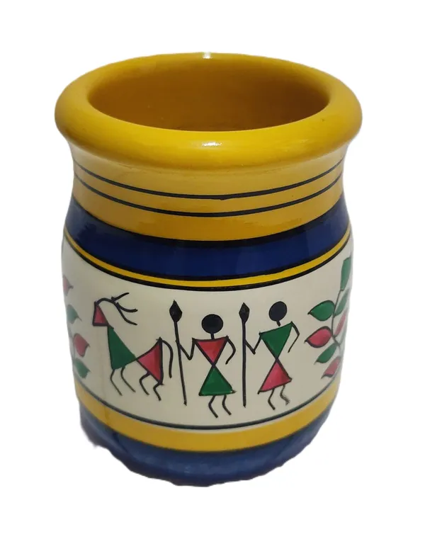 Wood_Multicolour_Warli_Art_Decorative_Pen_Holder