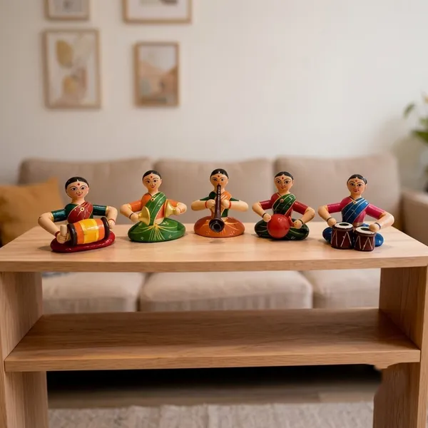 Wood_Hand_Painted_Traditional_Indian_Woman_Musical_Figurine_Set_Of_5