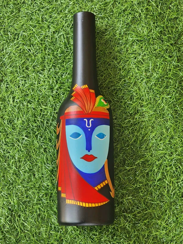 Black_Wood_Krishna_Folk_Art_Painted_Decorative_Bottle