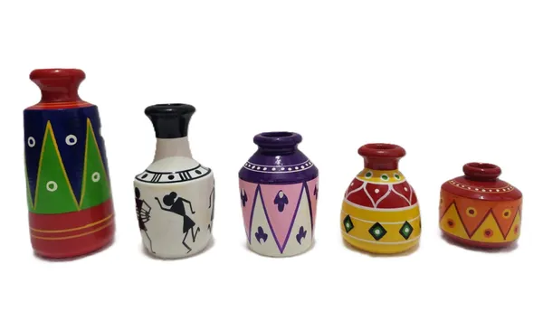Painted_Folk_Art_Pattern_Decorative_Vase_Set