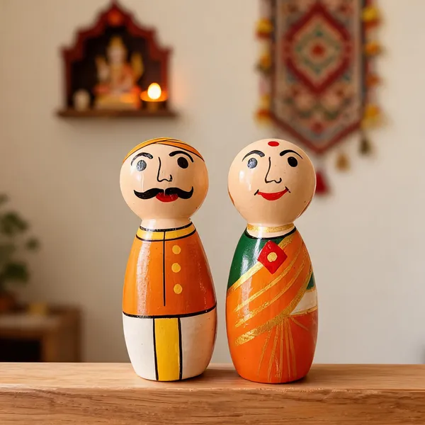 Multicolor_Wood_Hand_Painted_Indian_Couple_Figurines