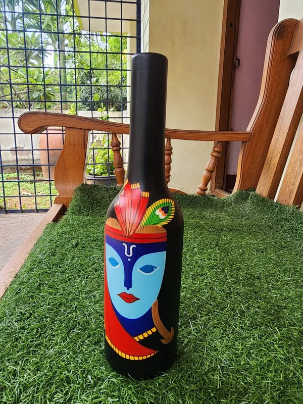 Black_Wood_Krishna_Folk_Art_Painted_Decorative_Bottle