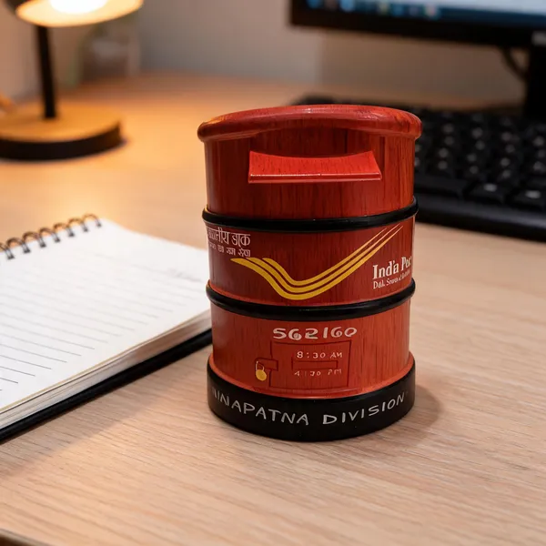 Wood_India_Post_Themed_Cylindrical_Pen_Holder