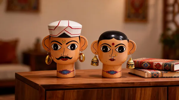 Wood_Folk_Art_Hand_Painted_Traditional_Face_Mask_Set_Of_2