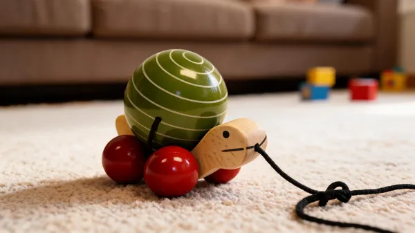 Green_Red_Wood_Pull_Along_Turtle_Toy_For_Kids