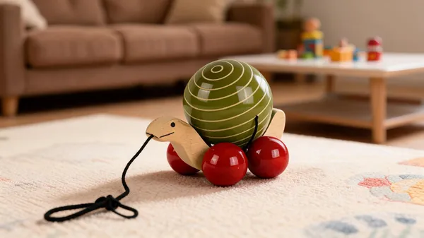 Green_Red_Wood_Pull_Along_Turtle_Toy_For_Kids