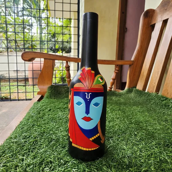 Black_Wood_Krishna_Folk_Art_Painted_Decorative_Bottle