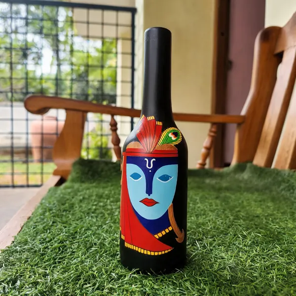 Black_Wood_Krishna_Folk_Art_Painted_Decorative_Bottle