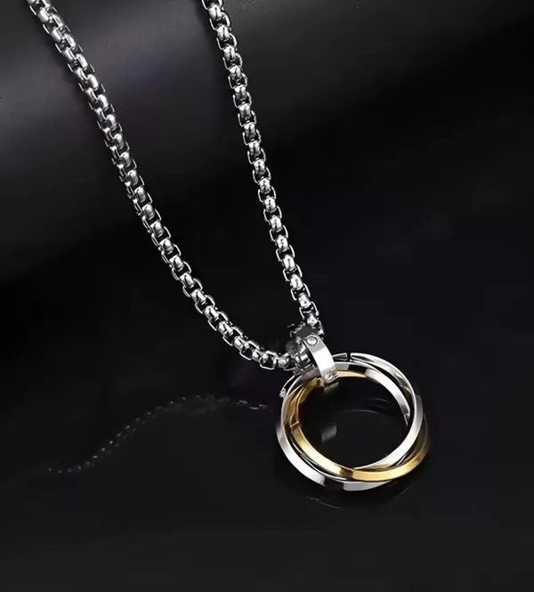 Gold_Silver_Stainless_Steel_Triple_Interlocking_Ring_Pendant_Necklace_For_Unisex_-_Pack_Of_2