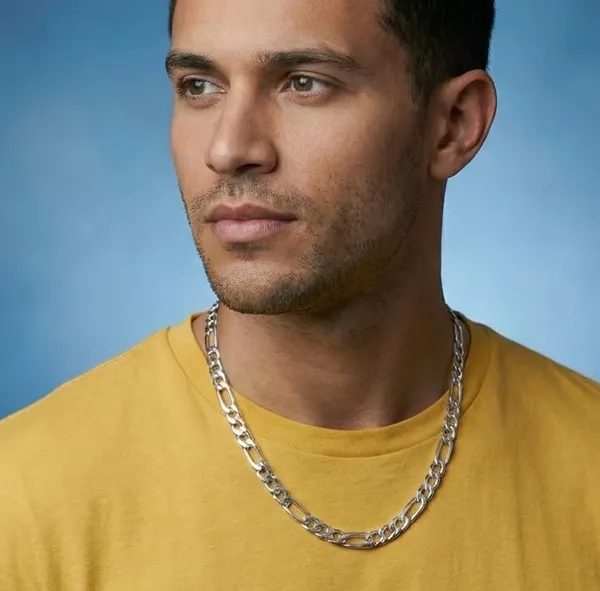 Stainless_Steel_Figaro_Link_Necklace_For_Men