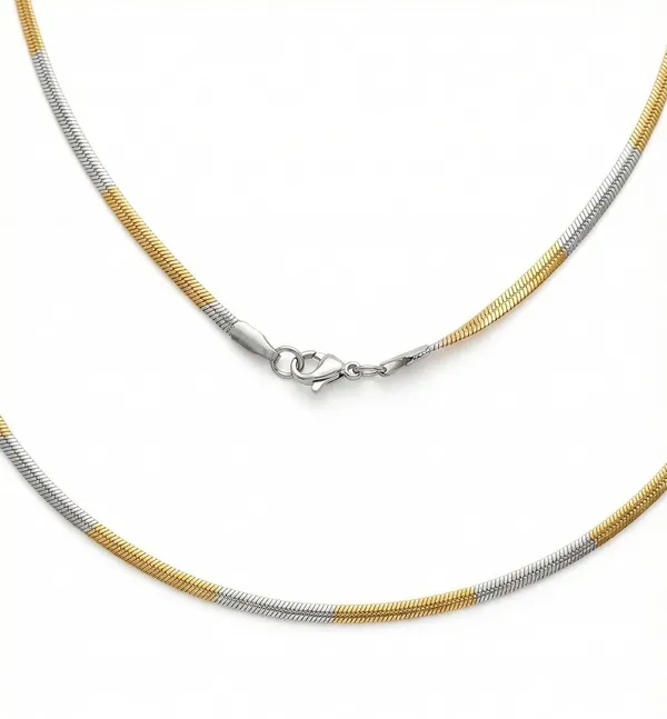 Mixed_Metal_Herringbone_Chain_Necklace_For_Men