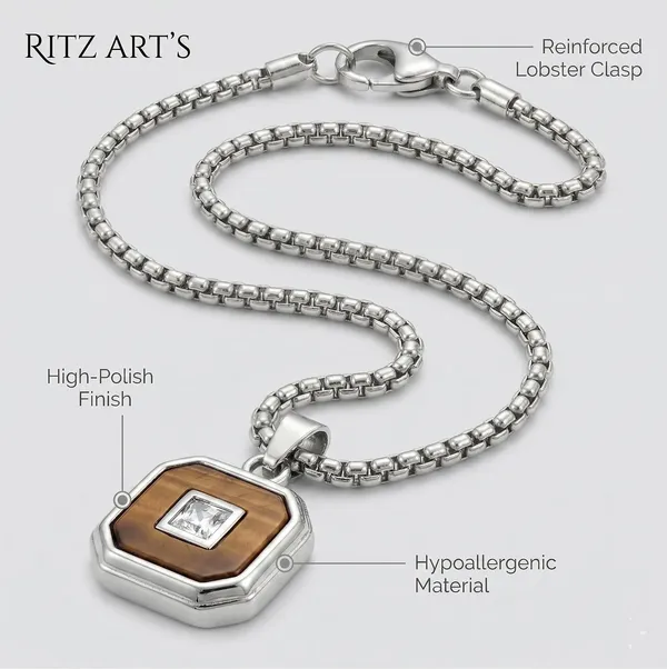 Men_S_Octagon_Pendant_Necklace_With_Stainless_Steel_Chain