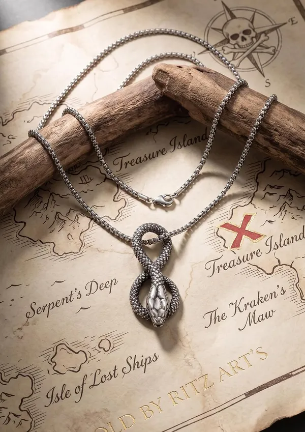 Stainless_Steel_Snake_Pendant_Necklace_For_Men