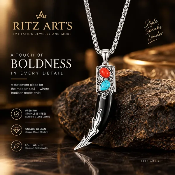Tribal_Fang_Pendant_Necklace_For_Men
