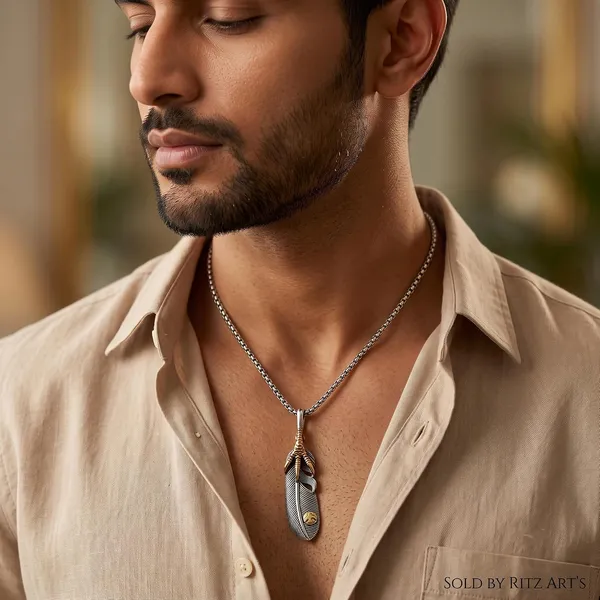 Men_S_Feather_Pendant_Necklace_Stainless_Steel_Chain