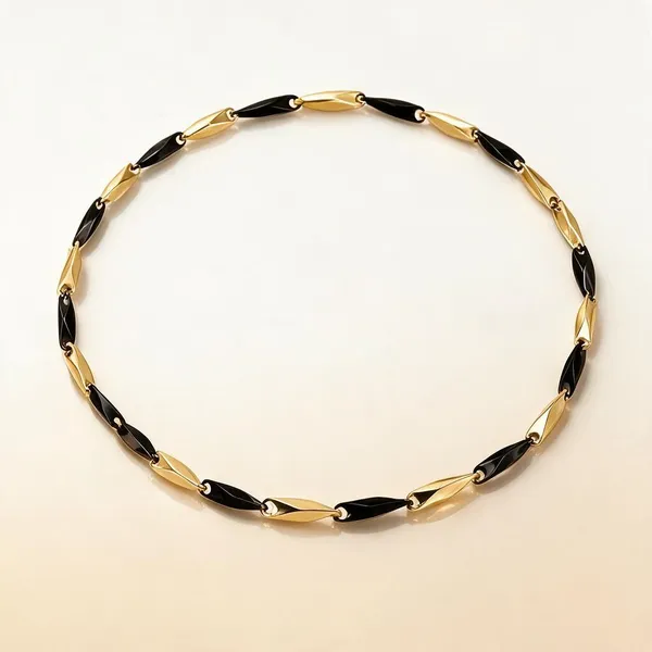 Gold_And_Black_Stainless_Steel_Double_Tone_Rice_Chain_Necklace_For_Unisex_-_Pack_Of_2