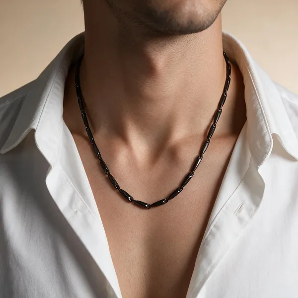 Gold_Black_Stainless_Steel_Rice_Chain_Necklace_For_Unisex_-_Pack_Of_2