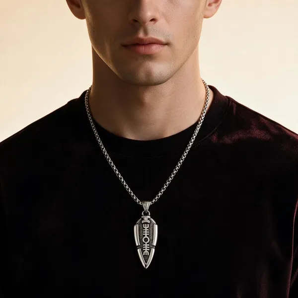 Gold_Black_Stainless_Steel_Oxidised_Arrowhead_Pendant_Necklace_For_Unisex_-_Pack_Of_2