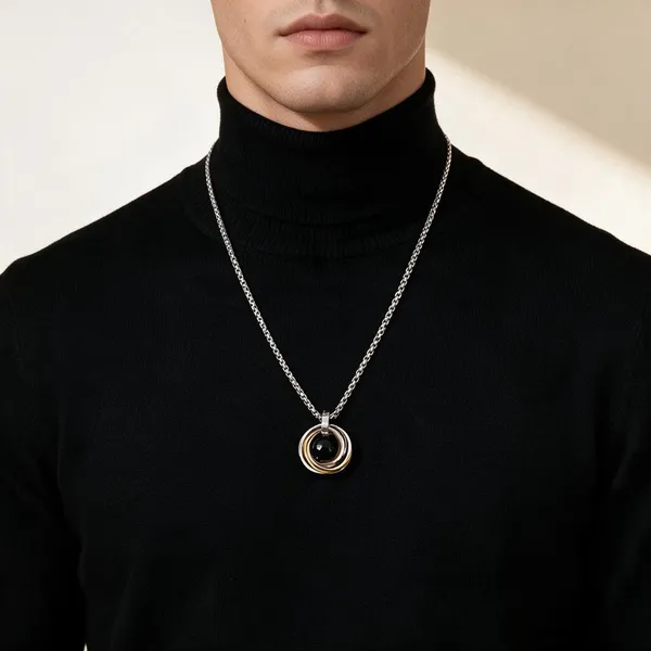 Gold_Silver_Stainless_Steel_Triple_Interlocking_Ring_Pendant_Necklace_For_Unisex_-_Pack_Of_2