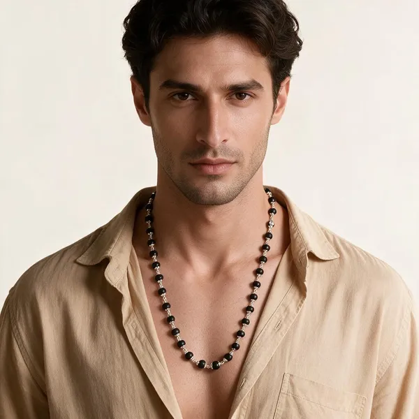 Silver_Black_Ebony_Wood_Karungali_Prayer_Bead_Chain_Necklace_For_Unisex_-_Pack_Of_2