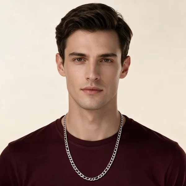 Silver_Stainless_Steel_Figaro_Link_Chain_Necklace_For_Unisex_-_Pack_Of_2