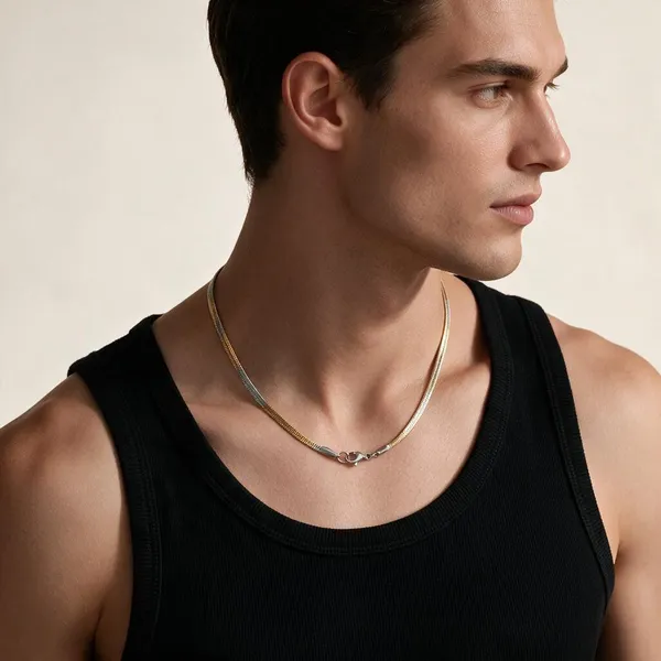 Silver_Gold_Stainless_Steel_Two-Tone_Snake_Chain_Necklace_For_Unisex_-_Pack_Of_2