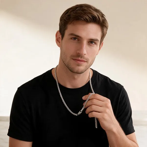 Silver_Rhodium_Plated_Rope_Chain_Necklace_For_Unisex_-_Pack_Of_2