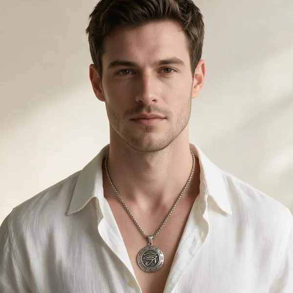 Silver_Black_Stainless_Steel_Eye_Of_Horus_Pendant_Necklace_For_Unisex_-_Pack_Of_2