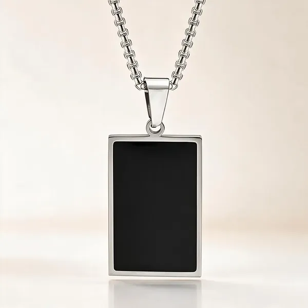 Silver_Black_Stainless_Steel_Box_Chain_With_Rectangle_Pendant_For_Unisex_-_Pack_Of_2
