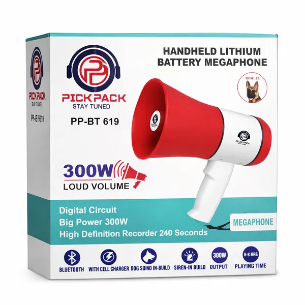 300W_Rechargeable_Hand_Megaphone_Loudspeaker_for_Announcements_–__Pick_Pack_PP_-_619_Wireless__Powerful_Speaker_with_Mic_&_Siren_&_Bluetooth_Music_&_Recording