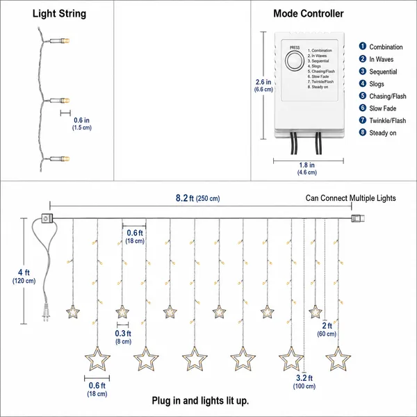 ALQO_LED_Star_String_Lights_(6_Big_+_6_Small_Stars)_|_Warm_White_Decorative_Fairy_Hanging_Lights_with_8_Lighting_Modes_for_Bedroom,_Balcony,_Wedding,_Party,_Diwali_&_Christmas_Decoration_|_3_Meter_|_Pack_of_2