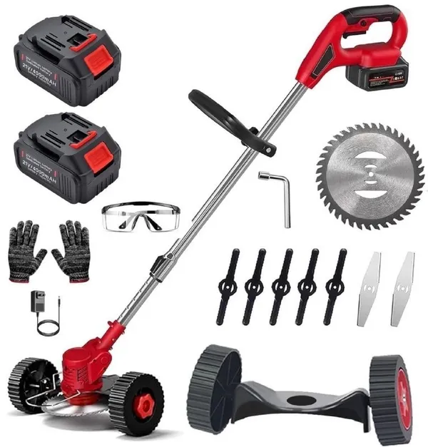 Cordless_Brush_Cutter_Garden_Tool_Kit_(Red)_|_Battery-Powered_Grass_Trimmer_with_2_Batteries,_Multi-Blade_Attachments_&_Wheels