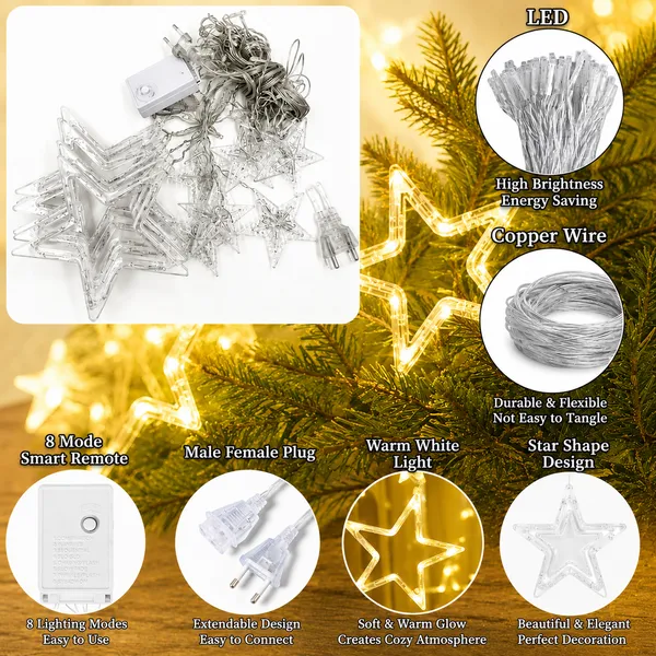ALQO_LED_Star_String_Lights_(6_Big_+_6_Small_Stars)_|_Warm_White_Decorative_Fairy_Hanging_Lights_with_8_Lighting_Modes_for_Bedroom,_Balcony,_Wedding,_Party,_Diwali_&_Christmas_Decoration_|_3_Meter_|_Pack_of_2