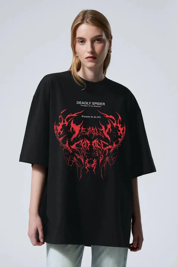 Deadly_Spider_Predator_Of_The_Shadows_Female_Oversized_T_Shirt_Black