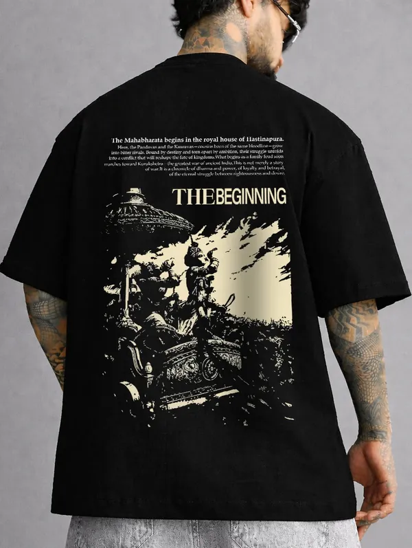 The_Beginning_Mahabharata_Krishna_Inspired_Indian_Mythology_Oversized_T_Shirt_Black