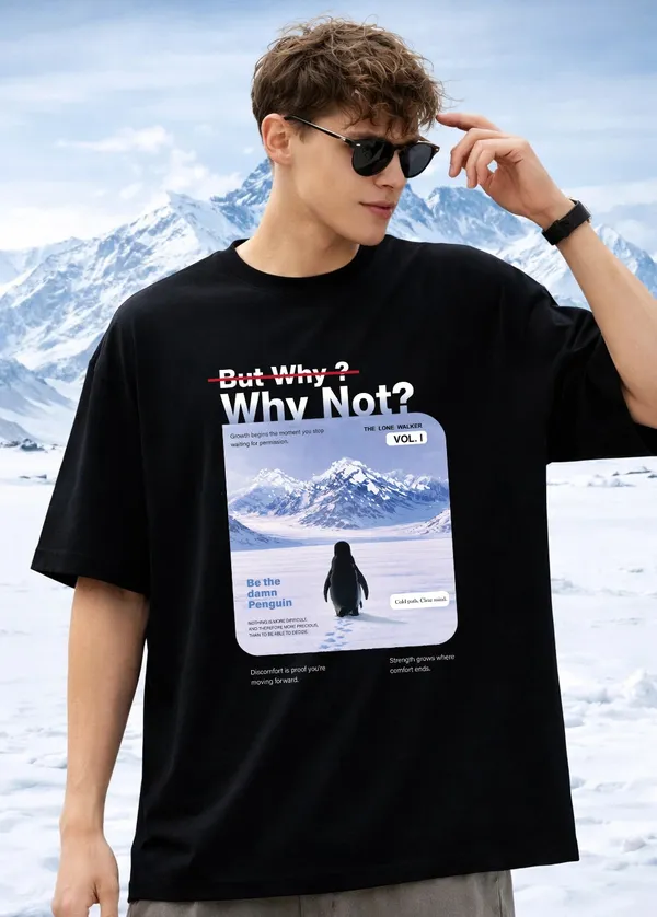 Walking_Alone_Penguin_Oversized_T_Shirt_Black