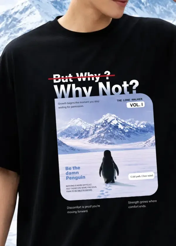Walking_Alone_Penguin_Oversized_T_Shirt_Black