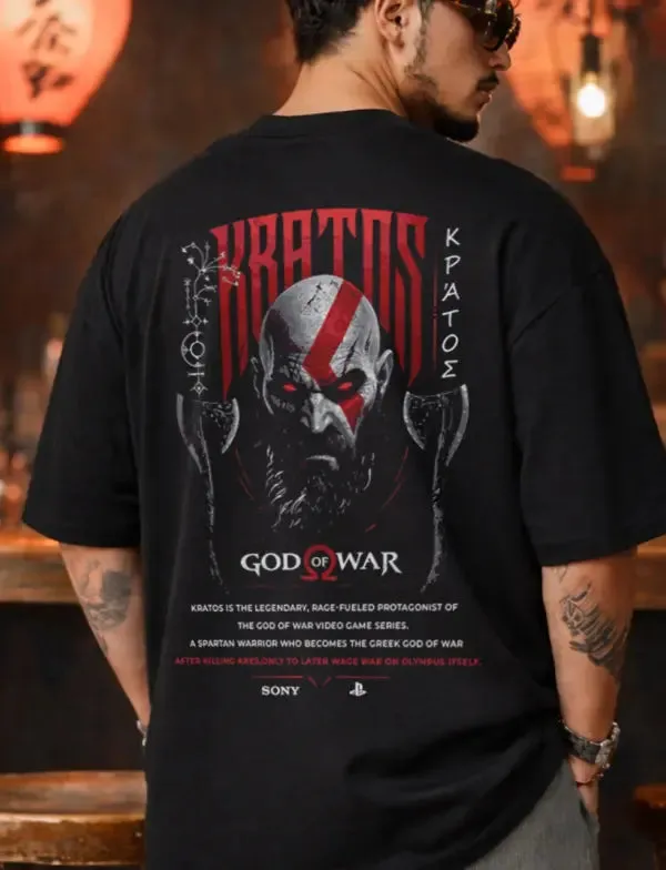 God_Of_War_Kratos_Anime_Gaming_Oversized_T_Shirt_Black