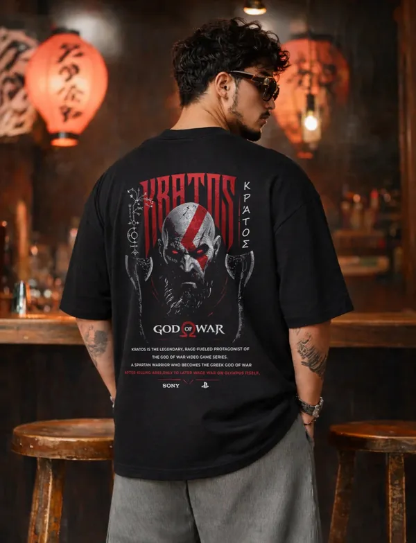 God_Of_War_Kratos_Anime_Gaming_Oversized_T_Shirt_Black