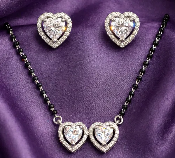 Silver_Tone_Heart_Pendant_Black_Beaded_Mangalsutra_Set_For_Women