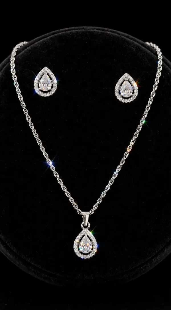 Silver_Tone_Teardrop_Faceted_Stone_Necklace_Jewellery_Set_For_Women
