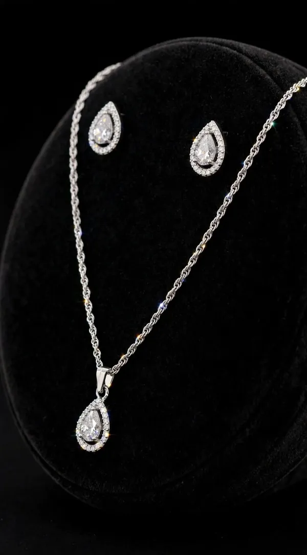 Silver_Tone_Teardrop_Faceted_Stone_Necklace_Jewellery_Set_For_Women