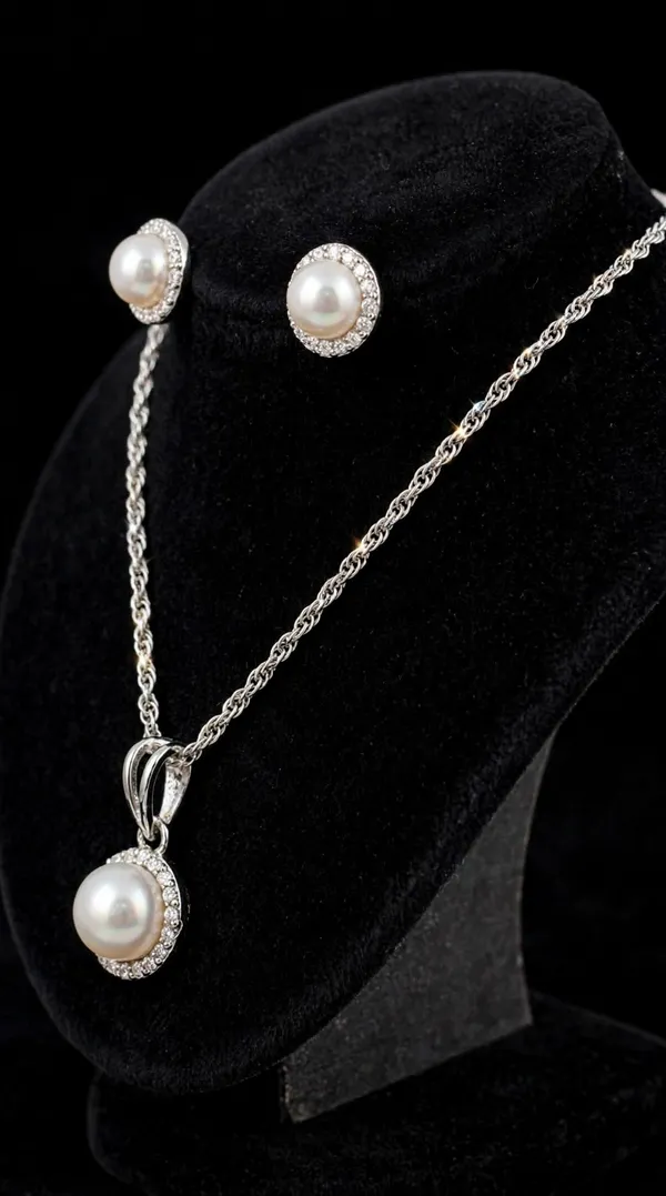 Silver_Tone_Pearl_Round_Pendant_Necklace_And_Earrings_Set_For_Women