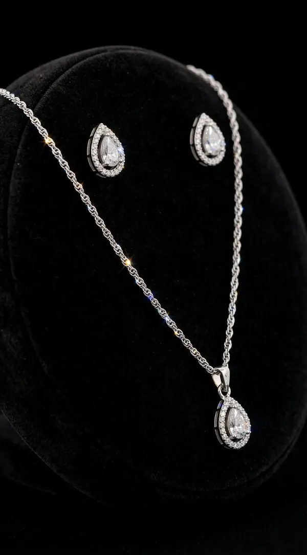 Silver_Tone_Teardrop_Faceted_Stone_Necklace_Jewellery_Set_For_Women