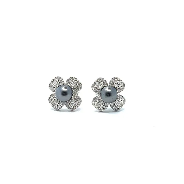 Silver_Tone_Floral_Grey_Pearl_Stud_Earrings_For_Women