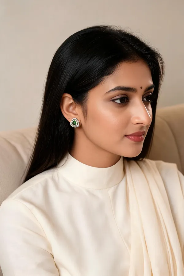Silver_Tone_Green_Heart_Stone_Stud_Earrings_For_Women