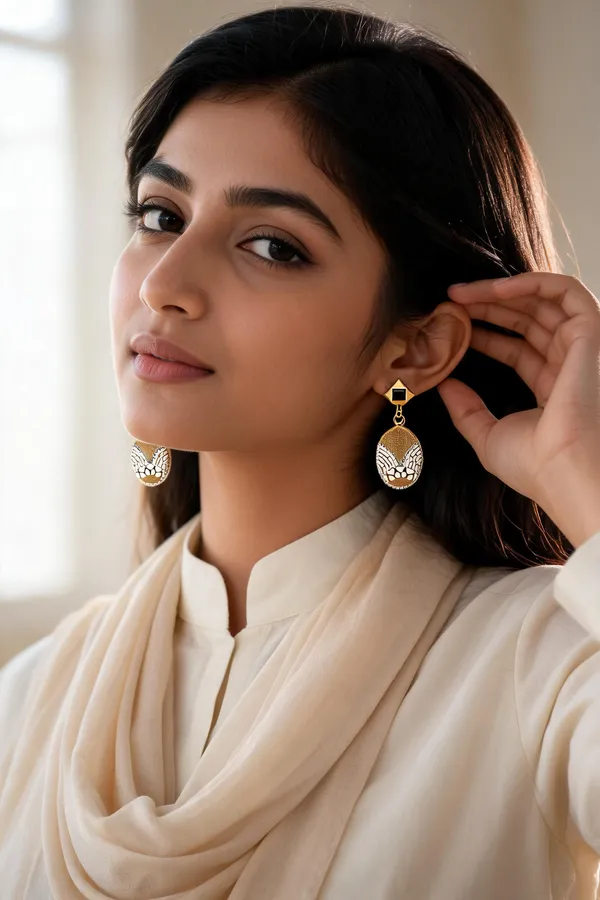 Brown_Gold_Tone_Leaf_Drop_Earrings_For_Women