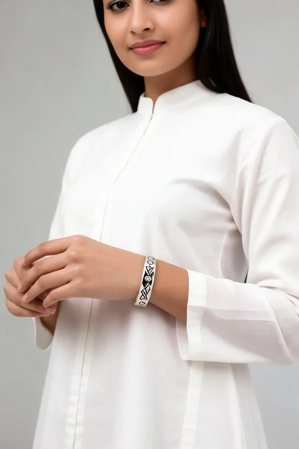 White_Metal_Geometric_Open_Cuff_Bracelet_For_Women