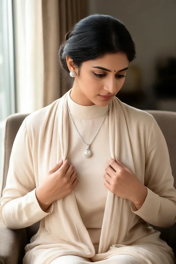 Silver_Tone_Pearl_Round_Pendant_Necklace_And_Earrings_Set_For_Women