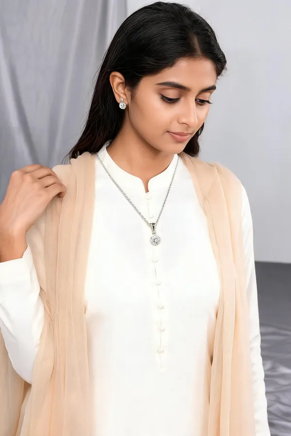 Silver_Tone_Round_Stone_Embellished_Pendant_Jewellery_Set_For_Women